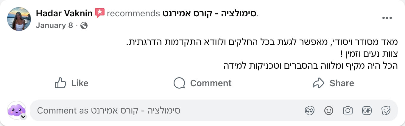 צילום מסך ביקורת פייסבוק