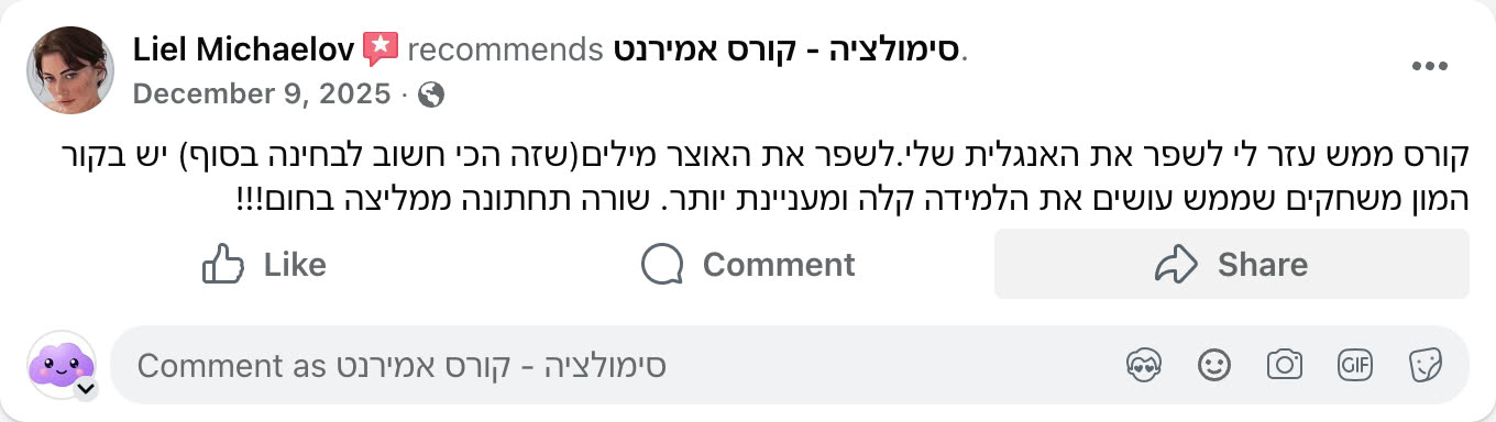 צילום מסך ביקורת פייסבוק