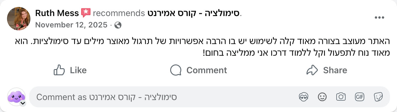 צילום מסך ביקורת פייסבוק