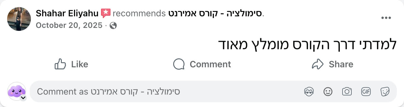 צילום מסך ביקורת פייסבוק