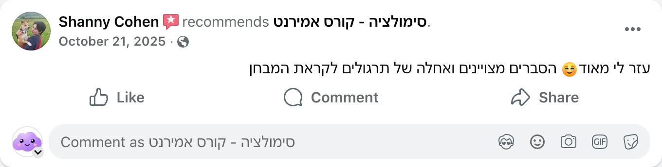 צילום מסך ביקורת פייסבוק