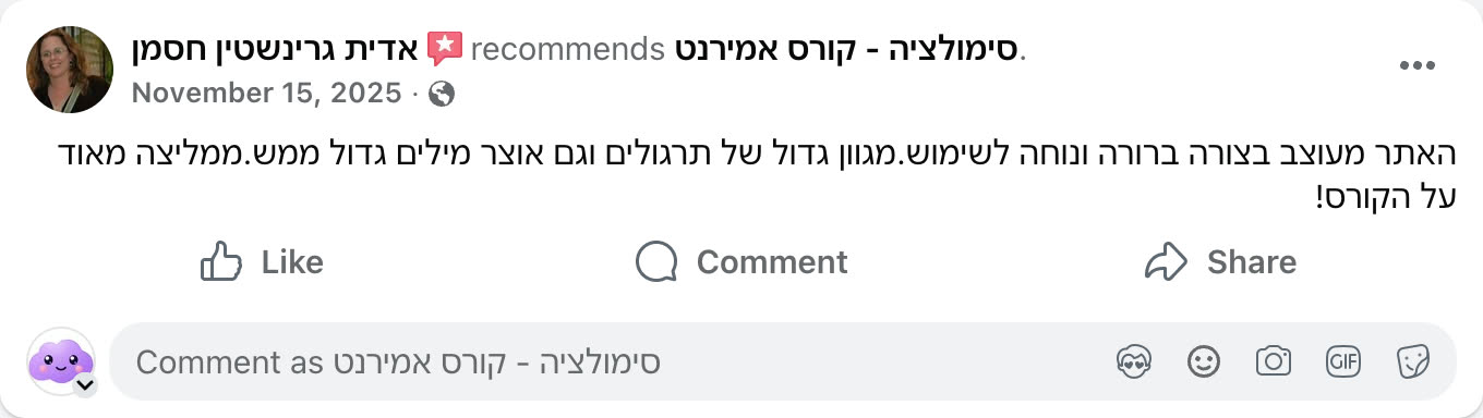 צילום מסך ביקורת פייסבוק