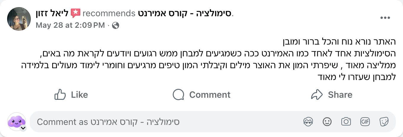 צילום מסך ביקורת פייסבוק