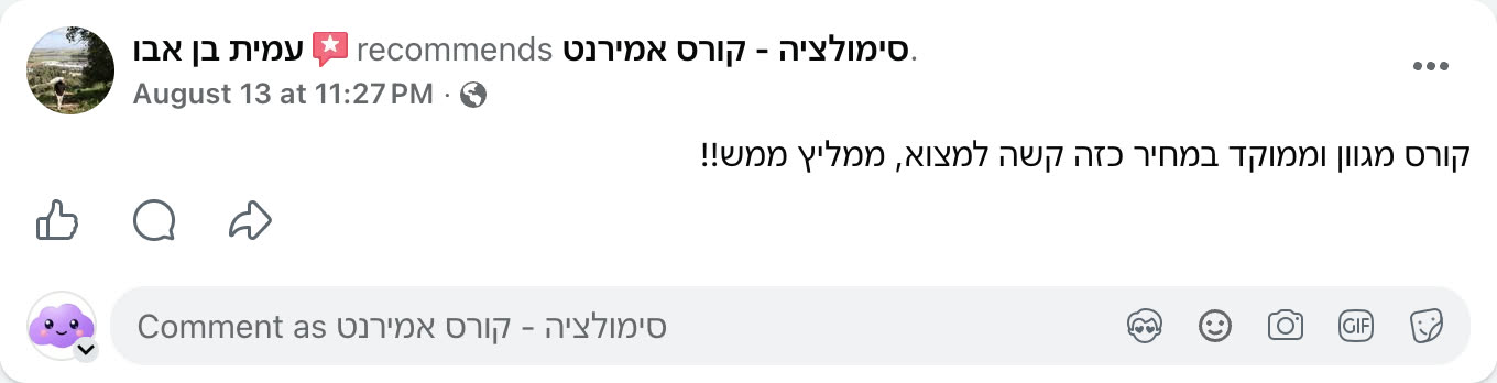 צילום מסך ביקורת פייסבוק
